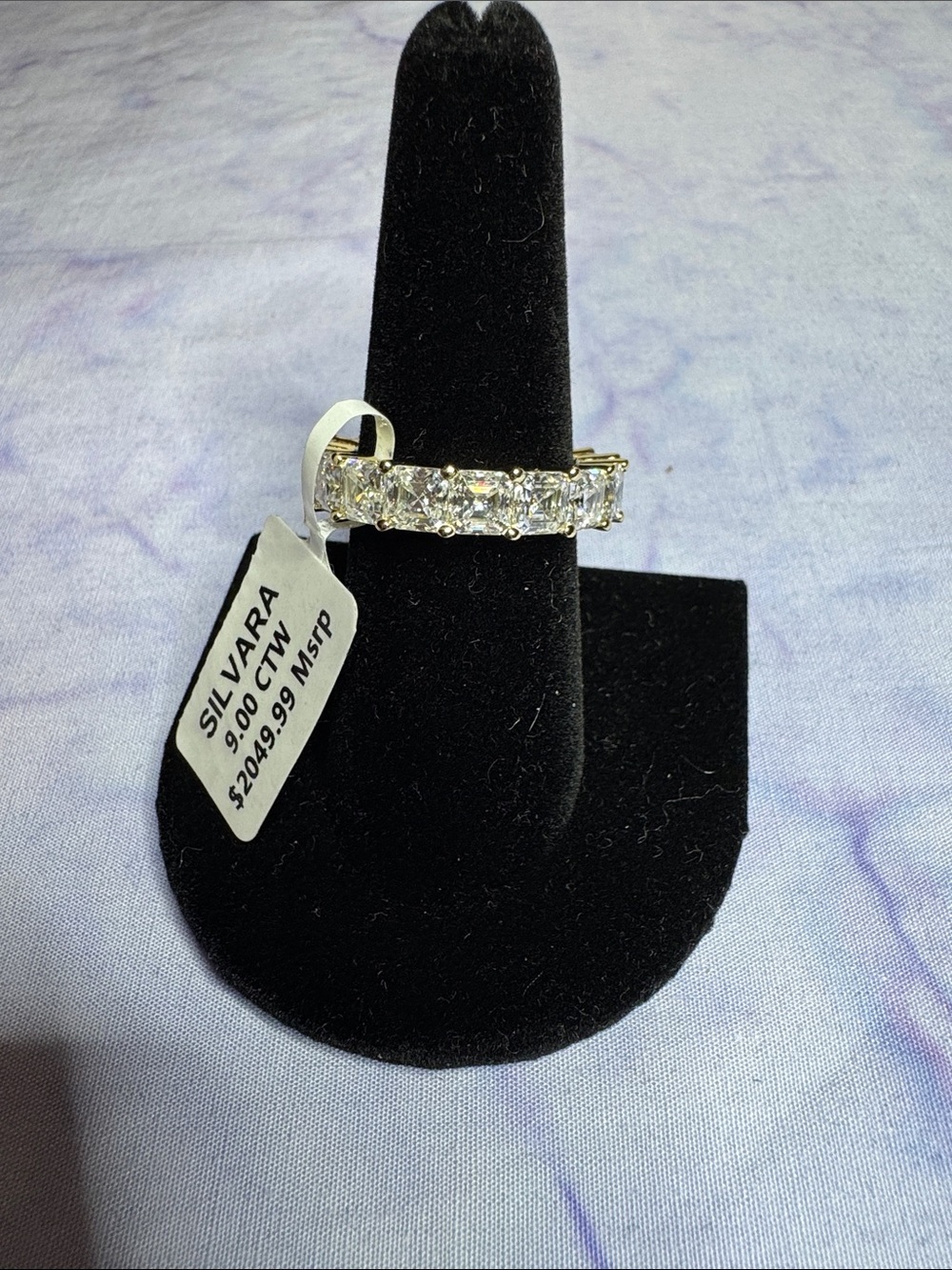 9.00 CTW 925 Silver Moissanite Eternity Ring - Gold Tone